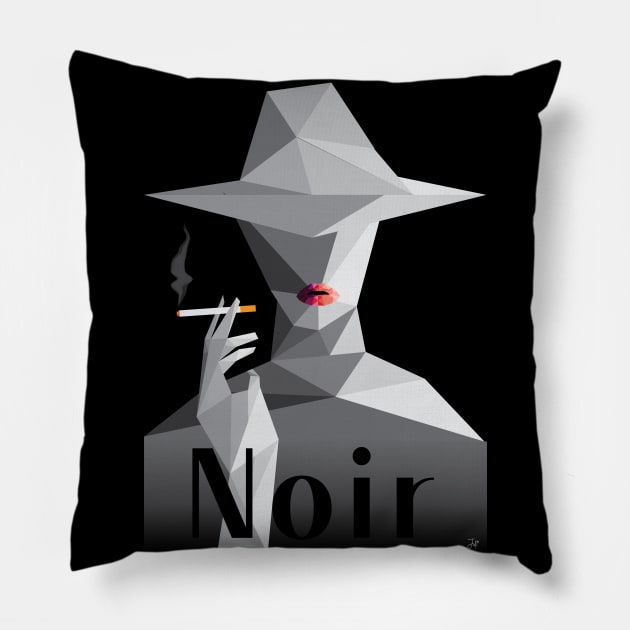 Noir french woman smoking art Pillow by JDP Designs