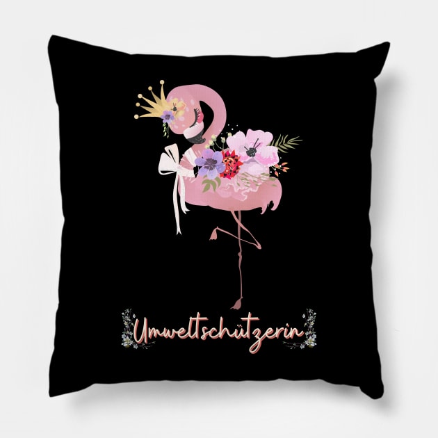 Flamingo Umwelt Schutz Prinzessin Blumen Süß Pillow by Maggini Art