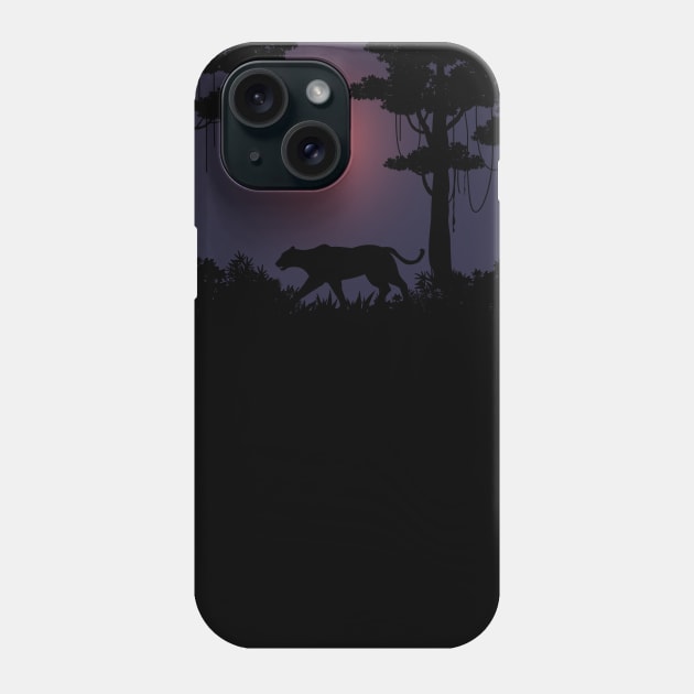 Forest Night Druid Panther D20 Dice Moon Tabletop RPG Maps and Landscapes Phone Case by pixeptional