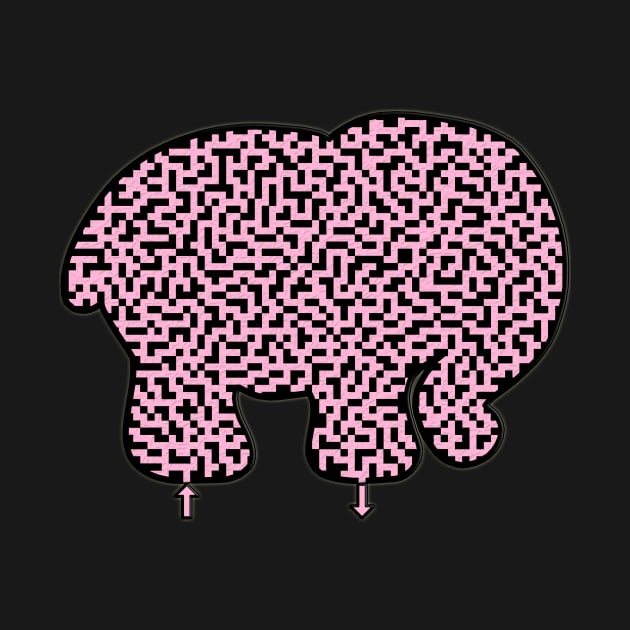 Elephant Shaped Pink Maze & Labyrinth T-Shirt by gorff