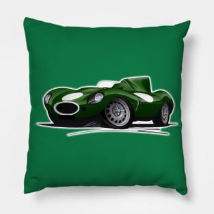Jaguar D-Type (Racer) Dark Green Pillow