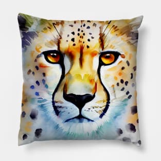 Cheetah Art, Watercolor Painting Pillow