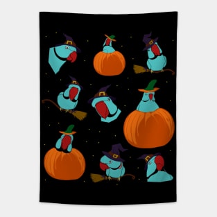 blue indian ringneck halloween pattern Tapestry