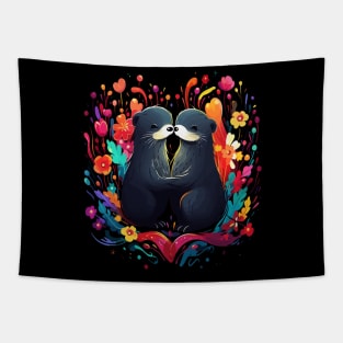 Otter Couple Valentine Tapestry