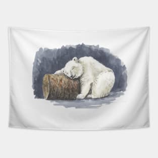 Sleeping polar bear, watercolor art Tapestry