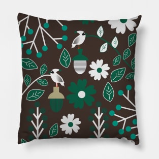 Fresh botany with cute birds Pillow