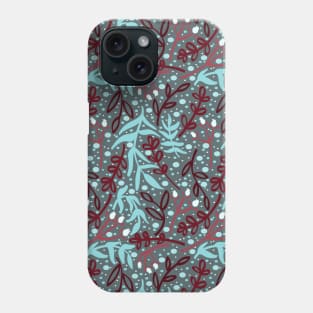 Botanicals and Dots - Hand Drawn Design - Blue, Red, White, Teal Phone Case