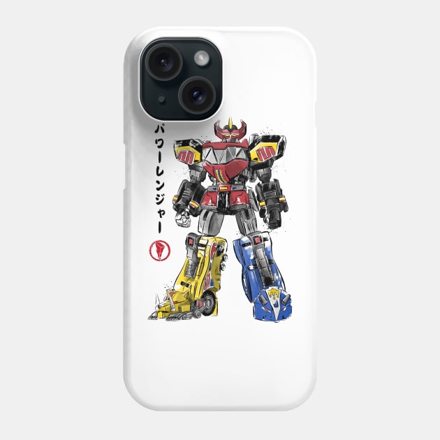 Mighty Morphin Megazord sumi e Phone Case by DrMonekers