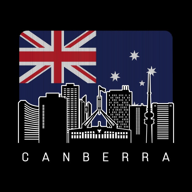 Canberra Australia Skyline Australian Flag by travel2xplanet