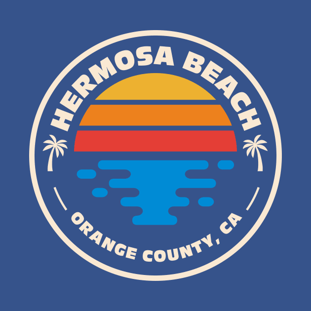 Retro Hermosa Beach Orange County California Vintage Beach Surf Emblem by Now Boarding