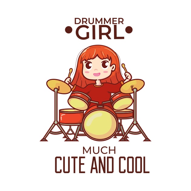 drummer girl cute and cool character illustration by MAAQ Design