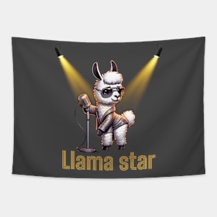 Stylish Llama Star: Funky Cartoon Animal T-Shirt Design Tapestry