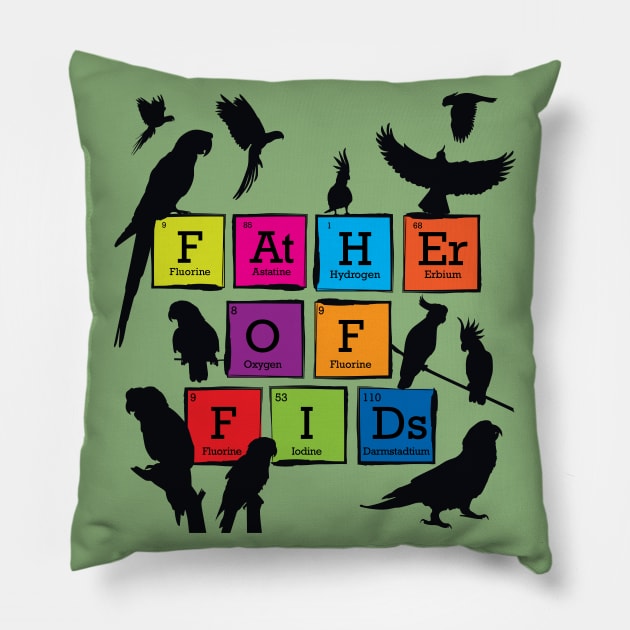 Father of Fids (Feathered Kids) Periodic Table Element Spelling Pillow by TheStuffInBetween