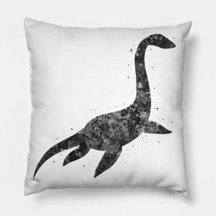 Plesiosaurus dinosaur black and white Pillow