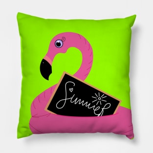 Flamingo Pool Floater Ring Summer Pillow