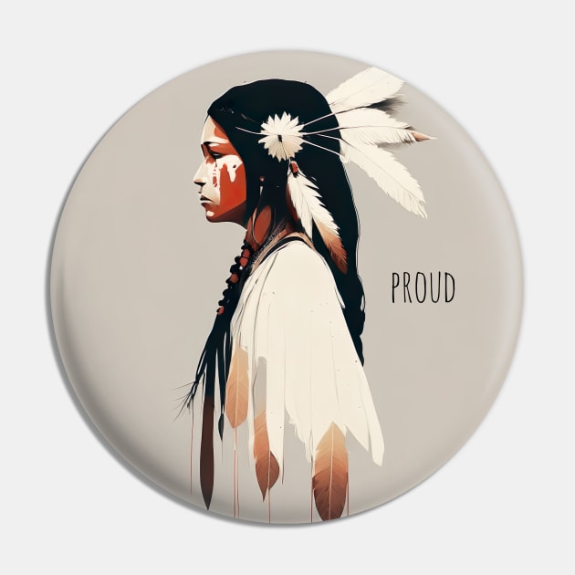 [AI Art] Proud Native American Woman With Headdress Pin by Sissely