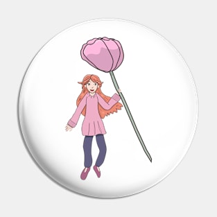 Girl Flying with Flower Pin