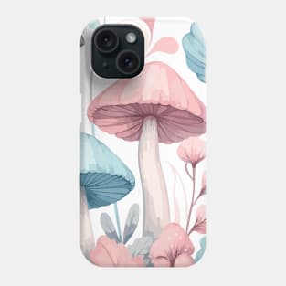 Pink and Sky Blue Mushroom Pattern on White Phone Case