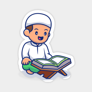 Boy Sitting And Reading Quran Magnet