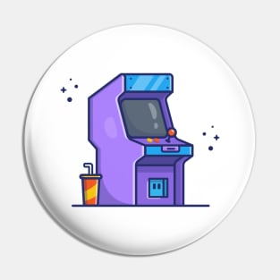 Arcade Machine With Soda Cartoon Pin