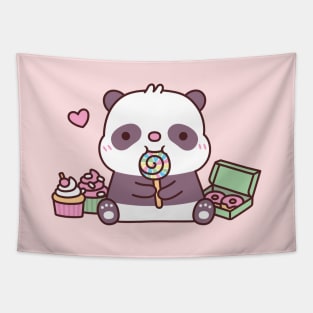 Panda With Lollopop Sweet Tooth Tapestry