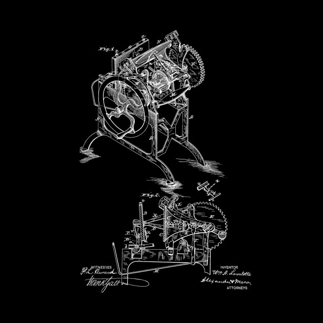 Printing Press Vintage Patent Hand Drawing by TheYoungDesigns