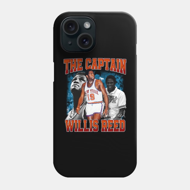 Willis Reed The Captain Basketball Legend Signature Vintage Retro 80s 90s Bootleg Rap Style Phone Case by CarDE