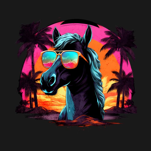 Retro Wave Canadian Horse by Miami Neon Designs