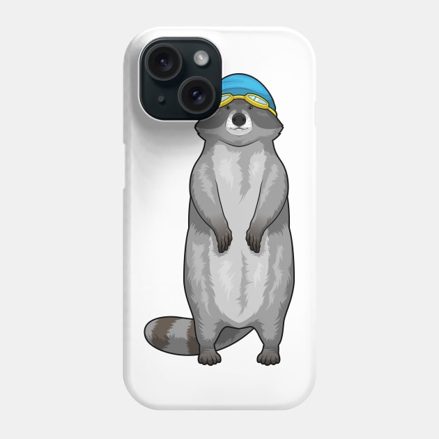 Racoon Swimming Swimming cap Phone Case by Markus Schnabel