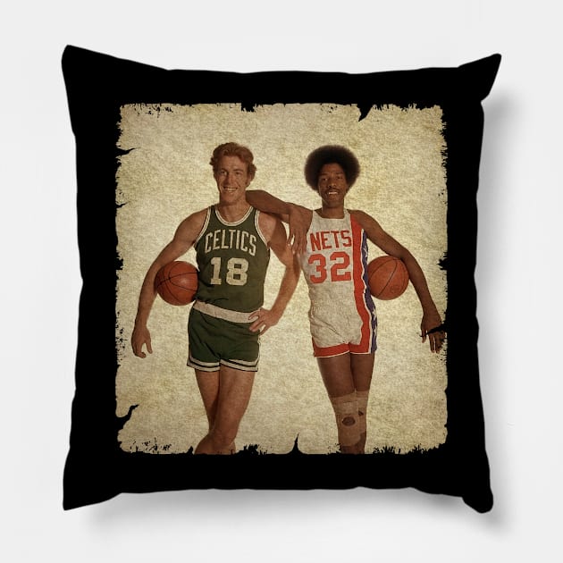 Dave Cowens and Julius Erving in 1976 Pillow by Wendyshopart