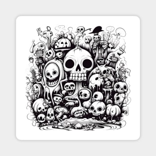 Halloween skull doodle Magnet