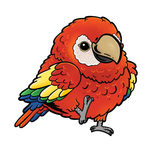 Cute Walking Scarlet Macaw - Parrot Bird Birb - Chibi Kawaii Anime by Holymayo Tee