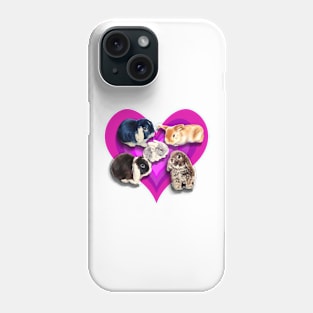 Super cute bunnies on a purple digital heart Phone Case