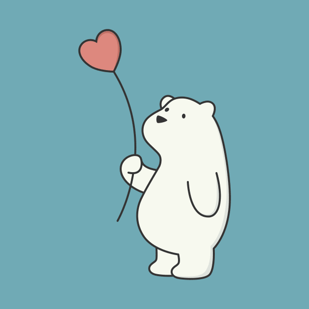 Kawaii Cute Polar Bear With Heart by wordsberry