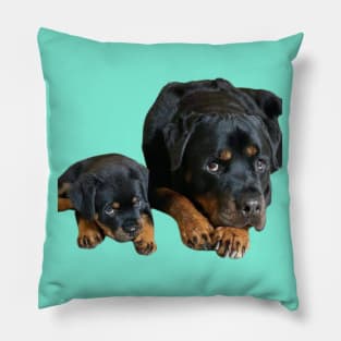 "Loyal Bond: Rottweiler Mothering" Pillow