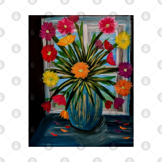 Beautiful flowers in a window painting by kkartwork