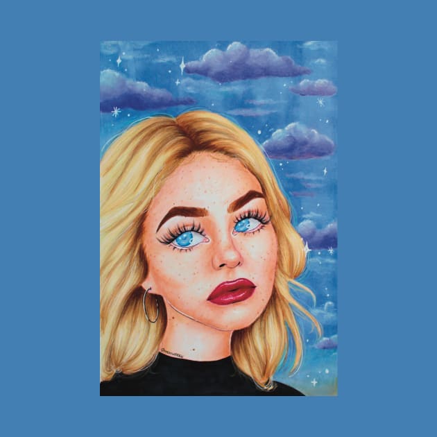 portrait girl Kennedy Walsh aesthetic clouds by maoudraw