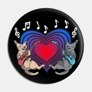 The Rockin' Feline Duo - Cats Logo Design Pin