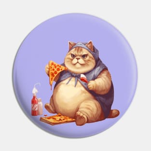 CAT WITH PIZZA Pin