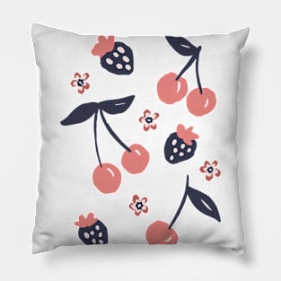 Fun retro summer berry mix cherry and strawberry Pillow