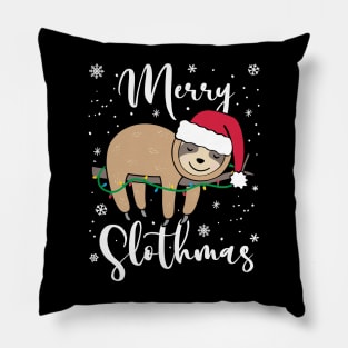 Christmas Pajama Shirt Merry Slothmas Pillow