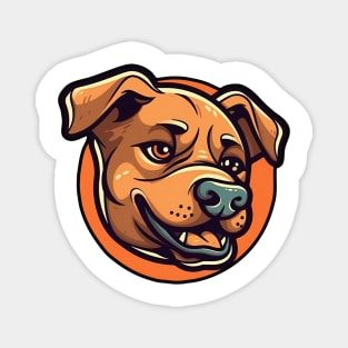 Boxer orange dog cartoon logo in circle Magnet