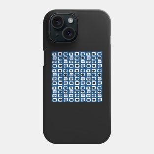 Pattern from white circles and rectangles on blue Phone Case