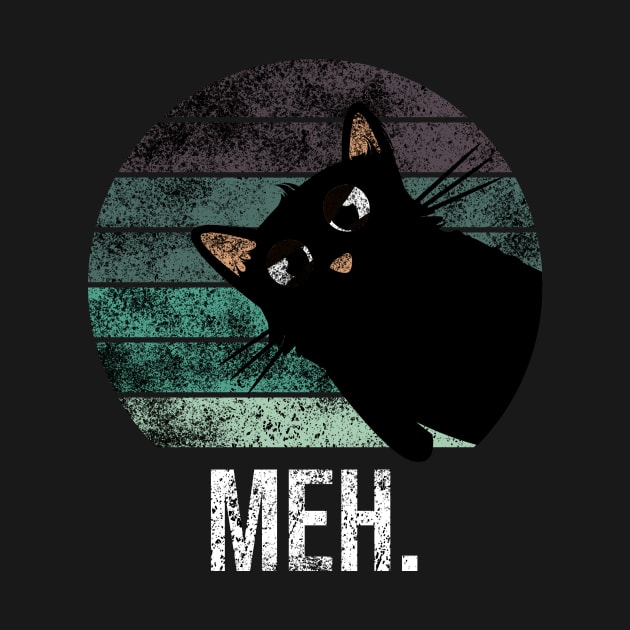 Cute and funny vintage meh black cat by Rishirt