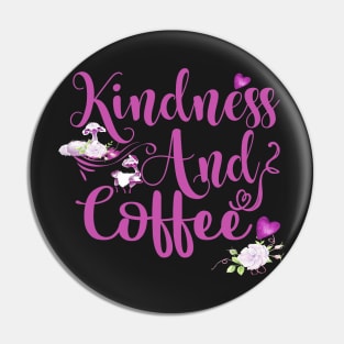 Kawaii Kindness and coffee lama Pin