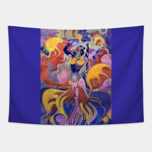 Dancing Rainbow Mermaid Painting Tapestry