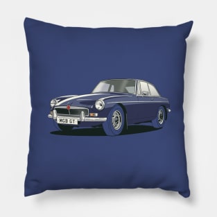 MGB GT Vintage Car in Blue Pillow