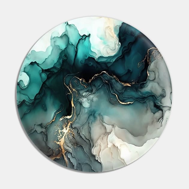 Blue Smoked - Abstract Alcohol Ink Art Pin by inkvestor