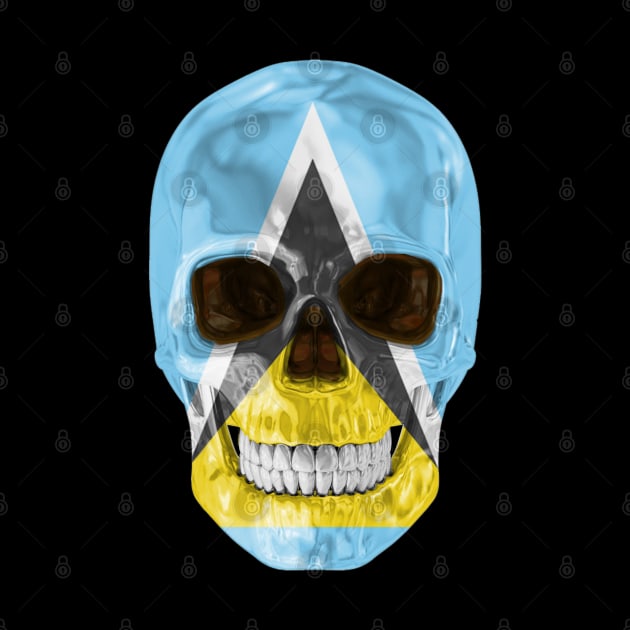 St Lucia Flag Skull - Gift for St Lucian With Roots From St Lucia by Country Flags