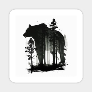 Forest with  Bear Silhouette, Adventure Magnet